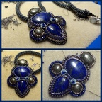 Bead Embroidery with Lapislazuli and Pyrit